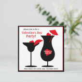 Valentinstag Cocktails Einfache Party Einladung (Stehend Vorderseite)