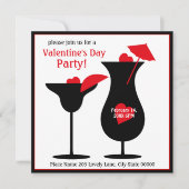Valentinstag Cocktails Einfache Party Einladung (Vorderseite)
