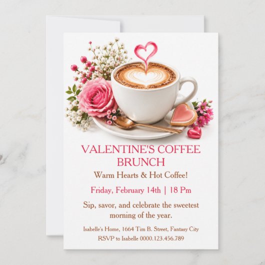 Valentinstag-Coffee-Brunch - Gemütliches Café-Tref Einladung (Vorderseite)
