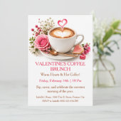 Valentinstag-Coffee-Brunch - Gemütliches Café-Tref Einladung (Stehend Vorderseite)