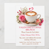 Valentinstag-Coffee-Brunch - Gemütliches Café-Tref Einladung (Vorne/Hinten)