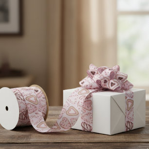 Valentinstag Cookie Wasserfarben Muster Satinband