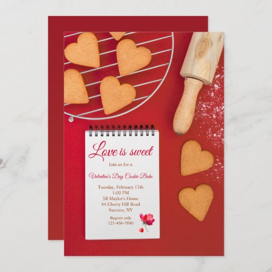 Valentinstag-Cookies Einladung (Vorne/Hinten)