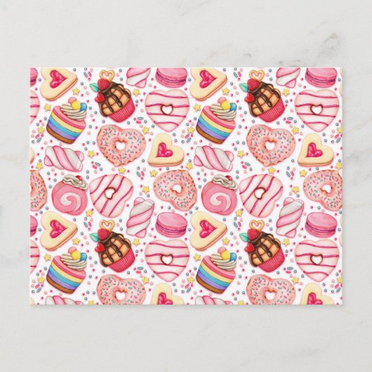 Valentinstag Cookies und Cupcakes Postkarte (Vorderseite)