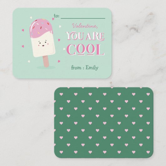 Valentinstag-Coole Popsikerkarte im Klassenzimmer Mitteilungskarte (Vorne/Hinten)