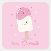 Valentinstag Cooler Popsikel im Klassenzimmer Quadratischer Aufkleber (Vorderseite)