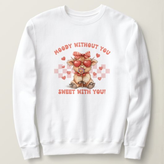 Valentinstag Coquette Hochland Kuh Sweatshirt (Design vorne)