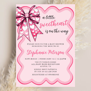 Valentinstag Coquette Rosa Schleife Babyparty Einladung