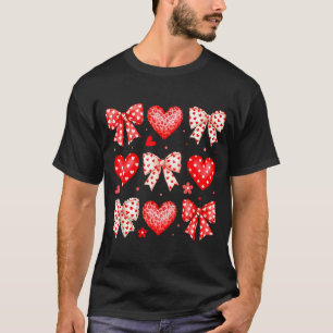 Valentinstag Coquette Schleife Herzen Leopard Frau T-Shirt