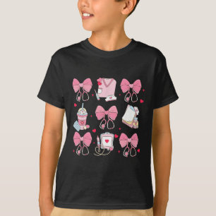 Valentinstag Coquette-Schleifen-Krankenschwester - T-Shirt