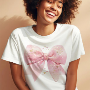 Valentinstag Coquette Schleifen-Shirt, Rosa Schlei T-Shirt