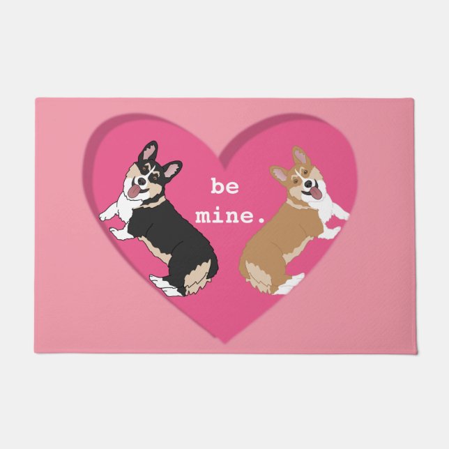 Valentinstag Corgi Fußmatte (Vorderseite)