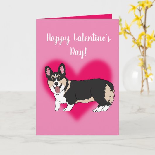 Valentinstag Corgi Karte (Gelbe Blume)