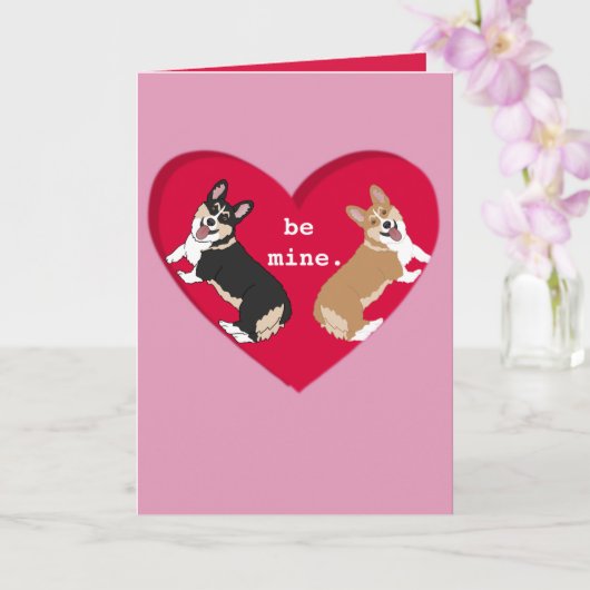 Valentinstag Corgi Karte (Orchidee)