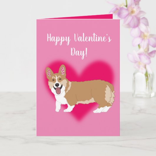 Valentinstag Corgi Karte (Orchidee)