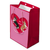 Valentinstag Corgi Mittlere Geschenktüte (Rückseite Schrägansicht)