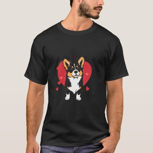 Valentinstag-Corgi T-Shirt (Vorderseite)