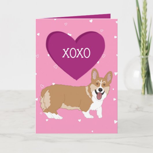 Valentinstag Corgi XOXO Dankeskarte (Vorderseite)