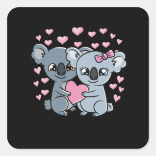 Valentinstag Couple Koalas Niedlich Koala Quadratischer Aufkleber