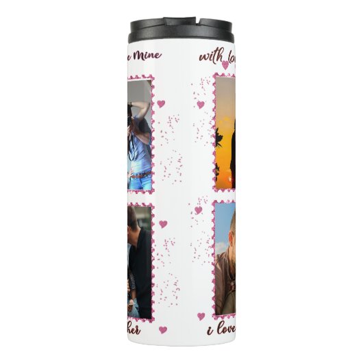 Valentinstag Couples Glitzer FotoCollage Thermosbecher (Rückseite)