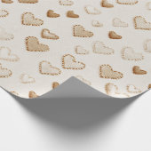 Valentinstag Creme & Braune Herzen Geschenkpapier (Ecke)