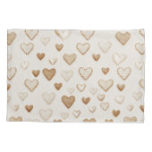 Valentinstag Creme & Braune Herzen Kissenbezug (Rückseite-Links)