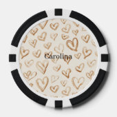 Valentinstag Cremebraune Herzen Pokerchips (Vorderseite)