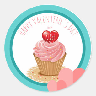 Valentinstag Cupcake Herz Runder Aufkleber