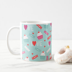 Valentinstag Cupcake Hört Liebe Muster Kaffeetasse
