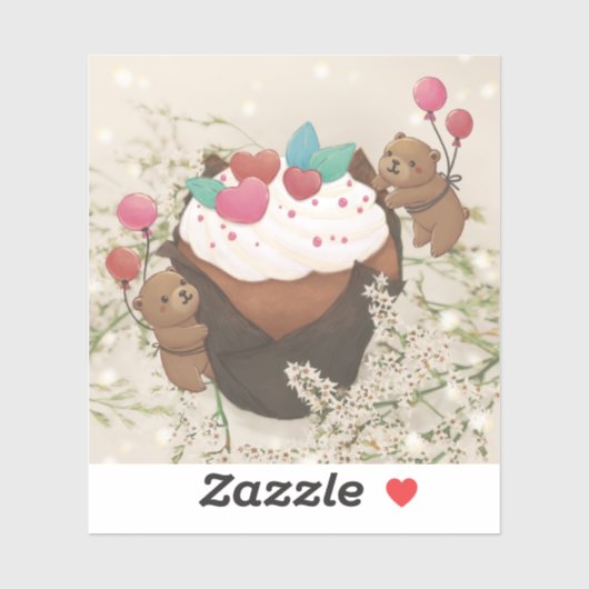 Valentinstag: Cupcake & Teddy Bears Aufkleber (Blatt)