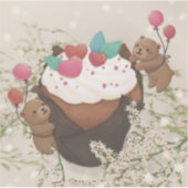 Valentinstag: Cupcake & Teddy Bears Aufkleber (Vorderseite)