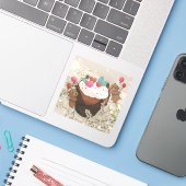 Valentinstag: Cupcake & Teddy Bears Aufkleber (Laptop mit iPhone)