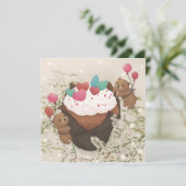 Valentinstag: Cupcake & Teddy Bears Feiertagskarte (Stehend Vorderseite)