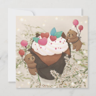 Valentinstag: Cupcake & Teddy Bears Feiertagskarte