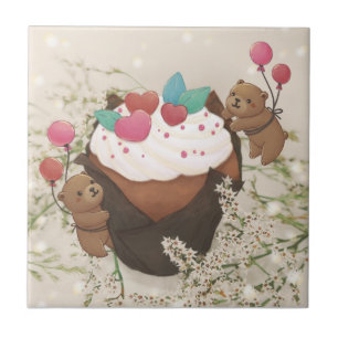 Valentinstag: Cupcake & Teddy Bears Fliese