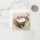 Valentinstag: Cupcake & Teddy Bears Mitteilungskarte (Vorderseite/Rückseite Beispiel)