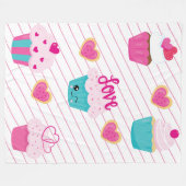 Valentinstag Cupcakes und Süßigkeiten Geschenk Fleecedecke (Vorderseite (Horizontal))
