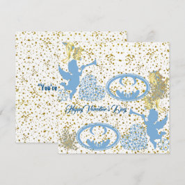 Valentinstag Cupid Blue Gold Sheen Romantische Nie