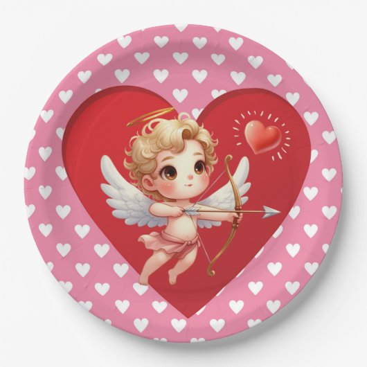 Valentinstag Cupid Pappteller (Vorderseite)