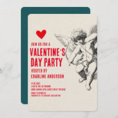 Valentinstag Cupid Rotes Party Einladung (Vorne/Hinten)