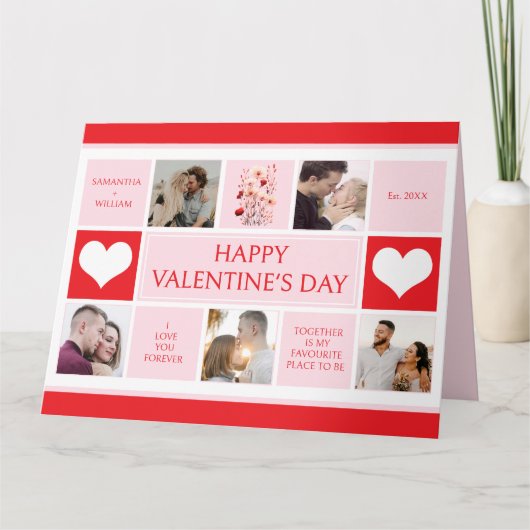Valentinstag Custom Foto Collage Big Karte (Vorderseite)
