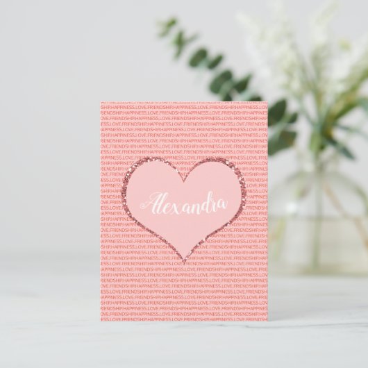 Valentinstag Custom Monogram Feiertagspostkarte (Stehend Vorderseite)