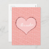 Valentinstag Custom Monogram Feiertagspostkarte (Vorne/Hinten)