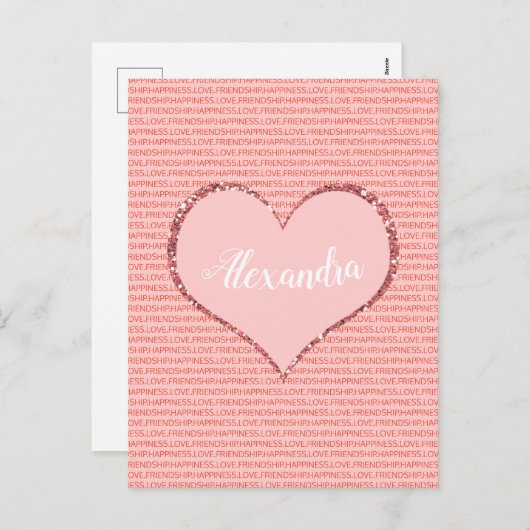 Valentinstag Custom Monogram Feiertagspostkarte (Vorne/Hinten)