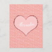 Valentinstag Custom Monogram Feiertagspostkarte (Vorderseite)