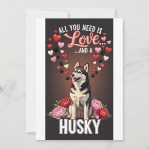 Valentinstag Cute Husky Foto Kuscheln Feiertagskarte
