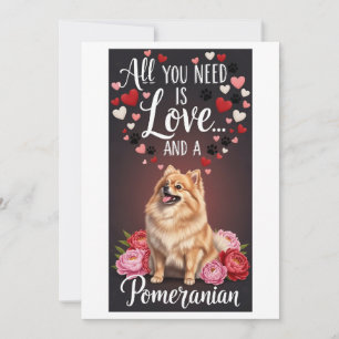 Valentinstag Cute Pomeranian Foto Kuscheln  Feiertagskarte
