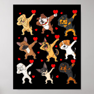 Valentinstag Dabbing Hunde halten Herz Boys Gi Poster