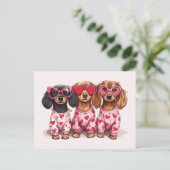 Valentinstag Dachshund Hunde Postkarte (Stehend Vorderseite)