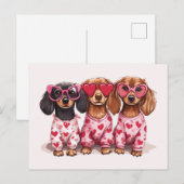 Valentinstag Dachshund Hunde Postkarte (Vorne/Hinten)